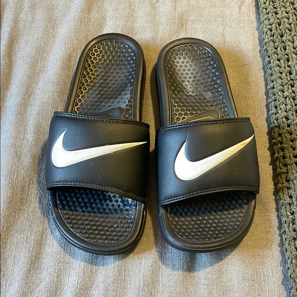 Nike Black and White Athletic Slides